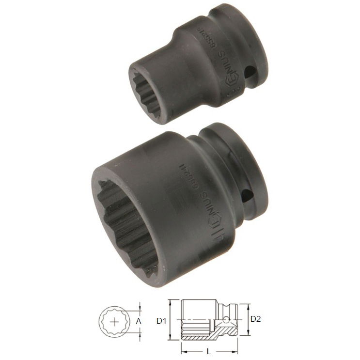 Genius Tools 655226 3/4"-os 12 lapú gépi dugókulcs fej, 26 mm termék fő termékképe