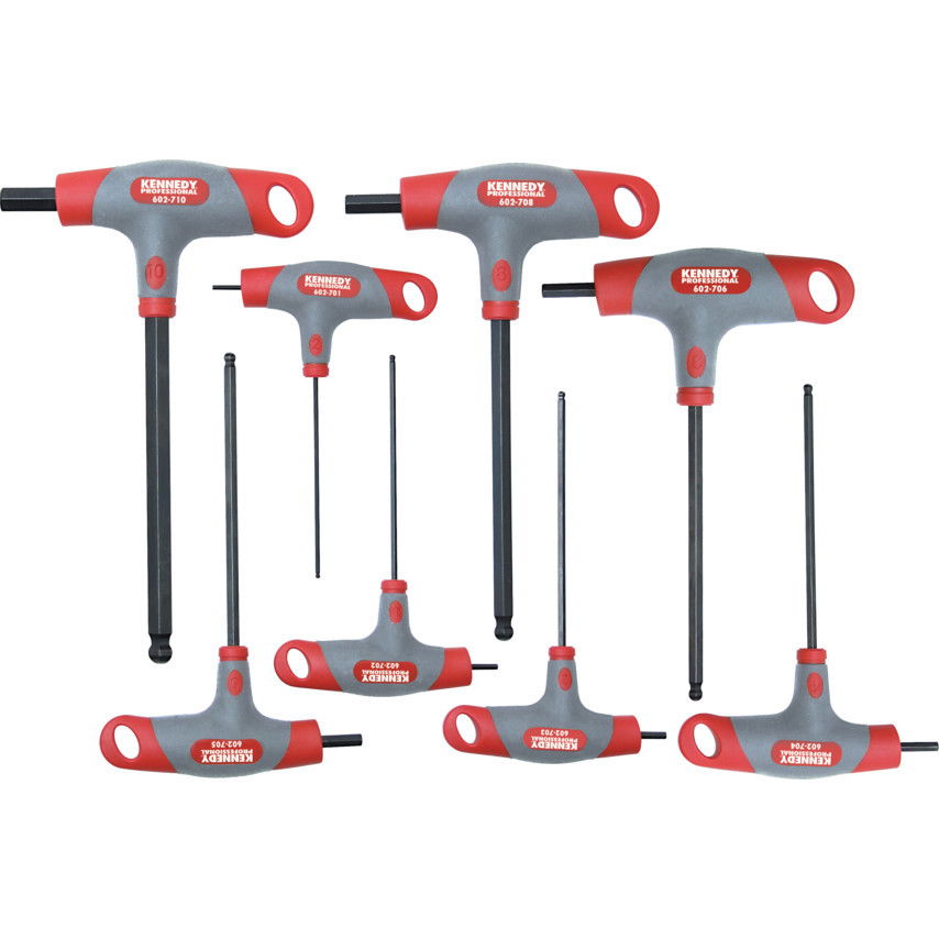 KENNEDY 2.0 - 10.0 mm Pro-Torq T-nyelű gömbvégű hatszögkulcs készlet, 8 darabos termék fő termékképe