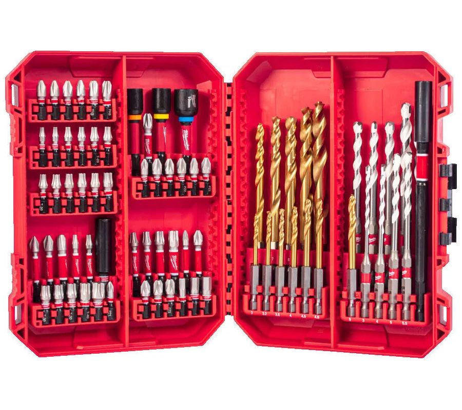 Milwaukee Shockwave™ Impact Duty™ bit- és HSS-G titán-nitrid RED HEX fém fúrószár készlet, 74 darabos termék fő termékképe